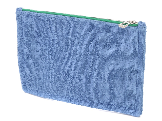 HERMES エルメス ポーチ レ・カバン フラットポーチPM 自転車 コットン ブルー/グリーン/シルバー色金具【431】SJ2143000697097