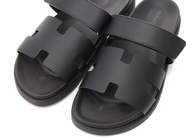 HERMES エルメス シプレ サンダル メンズ42 ブラック カーフ