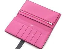 HERMES エルメス ベアンスフレ ヴェルソ 2つ折り長財布 ブルーインディゴ/ローズパープル/SV C刻印 ヴォー・エプソン 【460】2143000700025