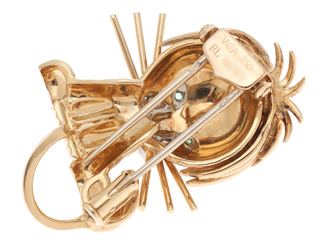 VAN CLEEF&ARPELS ヴァンクリーフ&アーペル リオンクリップ イエローゴールド ホワイトゴールド エメラルドオニキス ダイヤモンド 約12.7g 2143000703507 【432】