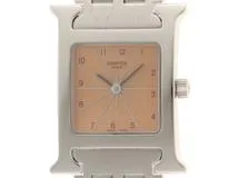 HERMES エルメス Hウォッチ HH1.210 SS ステンレススチール ピンクアラビアギョウシェ クォーツ 【460】2143000704863