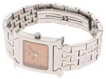 HERMES エルメス Hウォッチ HH1.210 SS ステンレススチール ピンクアラビアギョウシェ クォーツ 【460】2143000704863