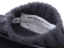 HERMES　エルメス　手袋　リオネル　ブルー・ニュイ　 カシミヤニット/ディアスキン　Mサイズ　H162052G　新品同様品　【472】AH
