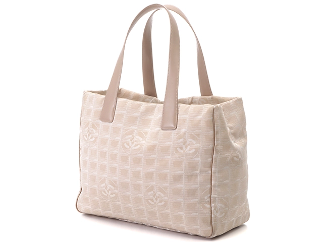 CHANEL シャネル ニュートラベルライントートMM ベージュ GP ナイロン カーフ A15991【431】2143000706683