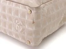 CHANEL　シャネル　ニュートラベルライントートMM　 ベージュ　GP　ナイロン　カーフ　A15991【431】2143000706683