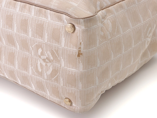 CHANEL シャネル ニュートラベルライントートMM ベージュ GP ナイロン カーフ A15991【431】2143000706683