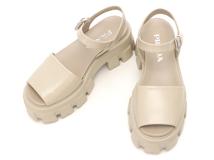 PRADA　プラダ　モノリス　サンダル　レディース36ハーフ　ベージュ　ラバー　1X526M　2143000710260　【432】