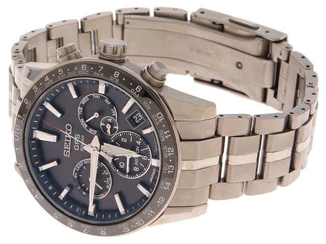 SEIKO　セイコー　アストロン　チタニウム　ソーラー式　メンズ腕時計　ブラック文字盤　SBXC003　2143000710550　【205】