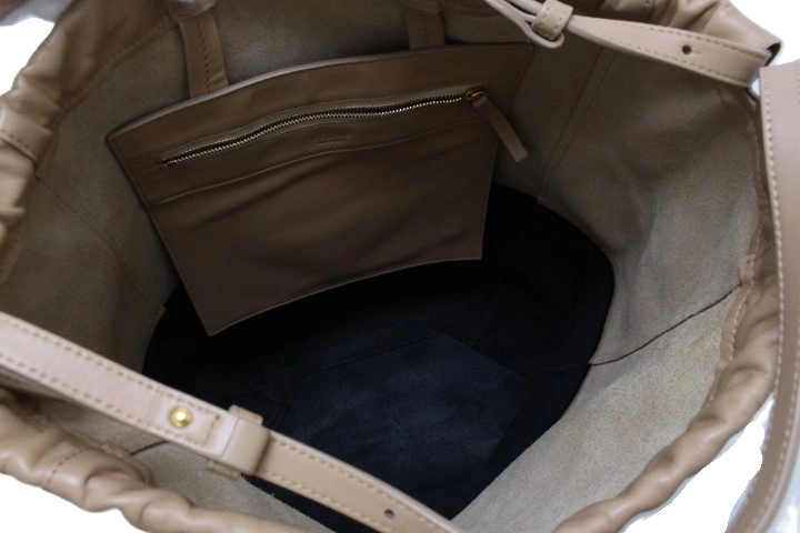 CELINE セリーヌ ドローストリングカバ ショルダーバッグ 174183UBG.38BN ブラック/ナチュラル レザー 【460】2143000710956