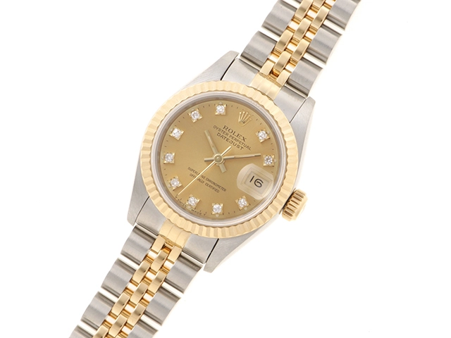 【X番】ROLEX ロレックス 腕時計 デイトジャスト 69173G シャンパン文字盤 ゴールド(K18) ステンレススチール 旧ダイヤ台座 2143000713858【430】