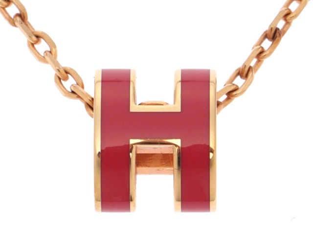 HERMES エルメス ポップアッシュ・ミニネックレス ローズ/GP