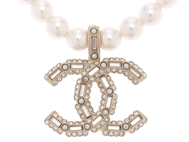 CHANEL　シャネル　ココマークネックレス　メタル(GP)　コスチュームパール　AB9711　2143000716279【432】