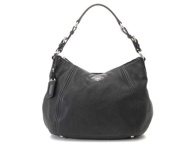 PRADA プラダ BR5096　ロゴ ショルダーバッグ 肩掛け　ワンショルダーバッグ　ブラック　レザー　シルバー金具　2143000716309【208】