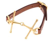 HERMES 　エルメス　モールブレスレット ゴールド/SS/レザー　D刻印(2019年頃)　【471】　Y