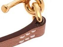 HERMES 　エルメス　モールブレスレット ゴールド/SS/レザー　D刻印(2019年頃)　【471】　Y