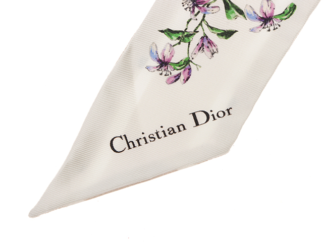 Dior ディオール D-FLORAL ミッツァ スカーフ ホワイト Dior】ディオール D-FLORAL ミッツァ スカーフ シルクツイル