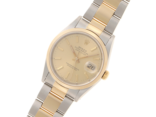 P番 ROLEX ロレックス デイトジャスト 16203 YG/SS シャンパン