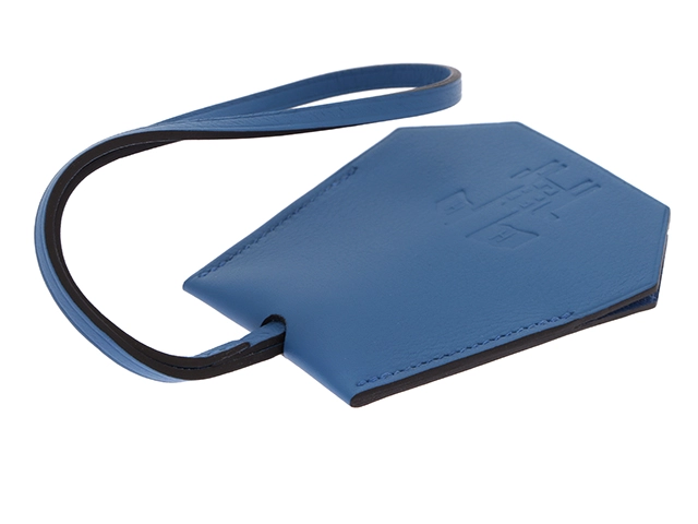 HERMES　エルメス　小物　クロシェット　キーホルダー　バッグチャム　ブルー・ＳＶ金具　ヴォースイフト　箱付き　【472】HA