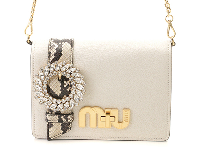 MIU MIU ミュウミュウ ビジューチェーンショルダーバッグ レザー