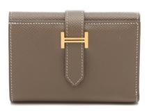 HERMES エルメス  三つ折り財布 ベアン コンビネ エトゥープ ヴォーエプソン ゴールド金具 B刻【473】