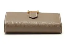 HERMES エルメス  三つ折り財布 ベアン コンビネ エトゥープ ヴォーエプソン ゴールド金具 B刻【473】