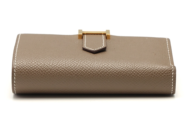 HERMES エルメス  三つ折り財布 ベアン コンビネ エトゥープ ヴォーエプソン ゴールド金具 B刻【473】