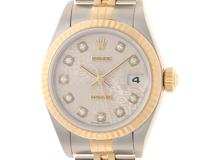 コンプリートサービスカード　ROLEX　ロレックス　時計　デイトジャスト　79173G　シルバーホリコン　10Pダイヤ　YG/SS　自動巻き　レディース　M
