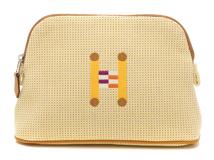 HERMES　エルメス　小物　ポーチ　クレイジーＨ　ボリードポーチMM  シトロン・オークル　トワルアッシュ　H103751M【472】HA