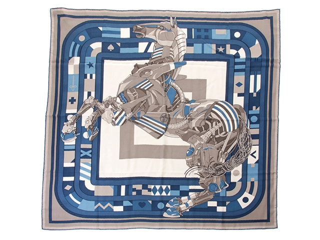 超特価セール開催！！ HERMES エルメス スカーフ カレ100 ROBOCABAR カシミヤ70/絹30 小物