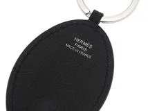 HERMES　エルメス　小物　キーリング　プルプ　ブラック・SV金具　ヴォーエプソン　箱付き　H085050　【472】HA