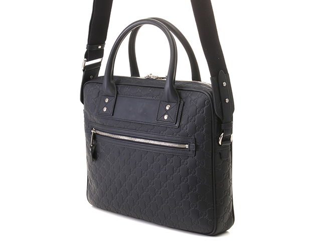 GUCCI グッチ グッチシマ 2WAYバッグ ネイビー レザー 328937