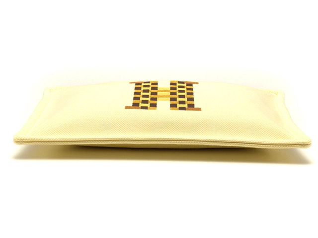 HERMES エルメス フラットポーチGM シトロン / オークル 103608M 05新品同様品【472】AH