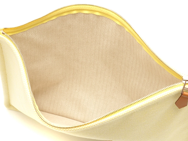 HERMES エルメス フラットポーチGM シトロン / オークル 103608M 05新品同様品【472】AH