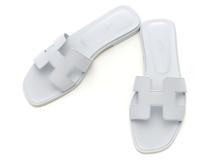 HERMES　エルメス　オラン　サンダル　レディース36　ブルーグラシエ　エプソン　2143000721204　【432】