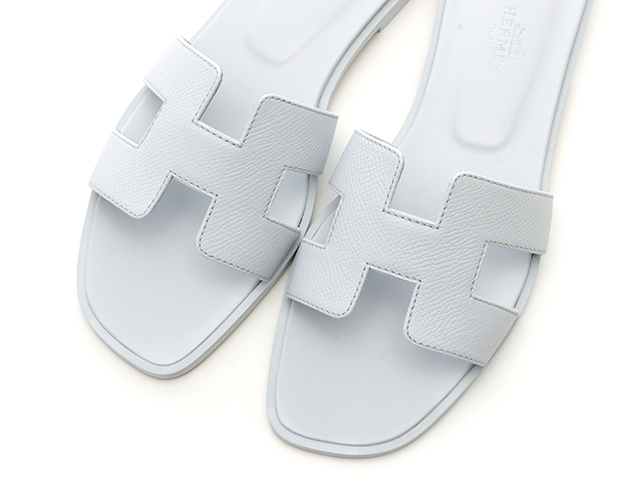 HERMES エルメス オラン サンダル レディース36 ブルーグラシエ