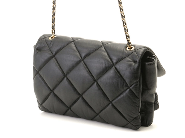 Salvatore Ferragamo　フェラガモ　ヴァラリボン　キルティング　チェーンショルダーバッグ　ブラック　レザー【433】2143000721488