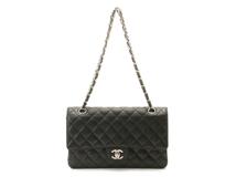 CHANEL　シャネル　バッグ　マトラッセＷフラップ25　Ｗチェーンショルダー　ブラック/SV　キャビア【431】2143000721570