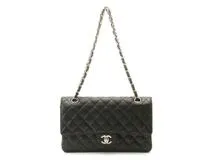 CHANEL　シャネル　バッグ　マトラッセＷフラップ25　Ｗチェーンショルダー　ブラック/SV　キャビア【431】2143000721570