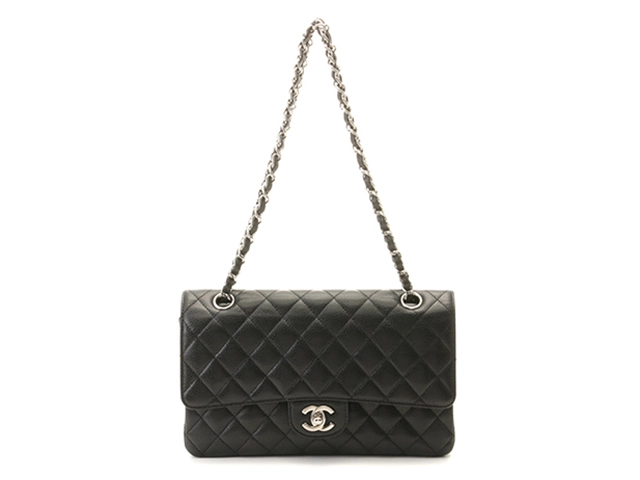CHANEL　シャネル　バッグ　マトラッセＷフラップ25　Ｗチェーンショルダー　ブラック/SV　キャビア【431】2143000721570