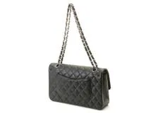 CHANEL　シャネル　バッグ　マトラッセＷフラップ25　Ｗチェーンショルダー　ブラック/SV　キャビア【431】2143000721570