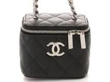 CHANEL　シャネル　マトラッセ　ミニチェーンバニティ　ブラック／ＳＶ　キャビア　2143000722843【432】