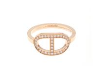 HERMES エルメス シェーヌ・ダンクル・コントゥールリング MM 55号 K18ピンクゴールド/ダイヤモンド0.21ct　重さ約3.6g【472】YK
