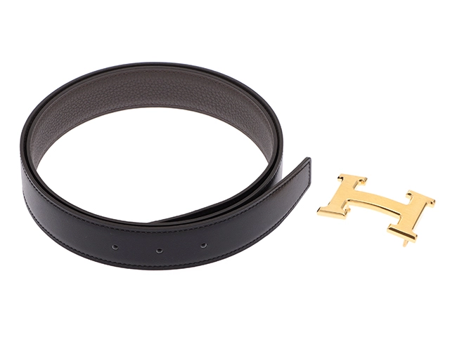 HERMES エルメス Hベルト 32mm ブラック エタン 金具ゴールド