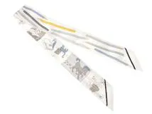 HERMES　エルメス　ツイリー　A VOS CRAYONS ET CARRE LIBRE　ホワイト/グレー/ブルージーン　064221S　シルク　2143000723550【432】