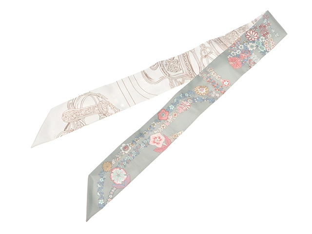 HERMES　エルメス　ツイリー　Brides de Gala en Fleurs　ヴェールアマンド/ピンク/ホワイト　064220S　シルク　2143000723574【432】