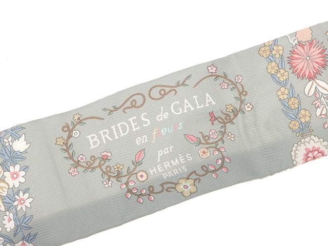 HERMES　エルメス　ツイリー　Brides de Gala en Fleurs　ヴェールアマンド/ピンク/ホワイト　064220S　シルク　2143000723574【432】