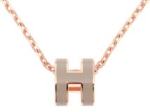 HERMES エルメス ポップアッシュ･ミニネックレス マロングラッセ ピンクゴールドプレート 2143000723604 【432】