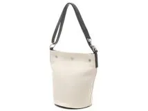 SAINT LAURENT　サンローラン　リヴゴーシュ　バケットバッグ　ホワイト／ブラック　キャンバス【471】IK