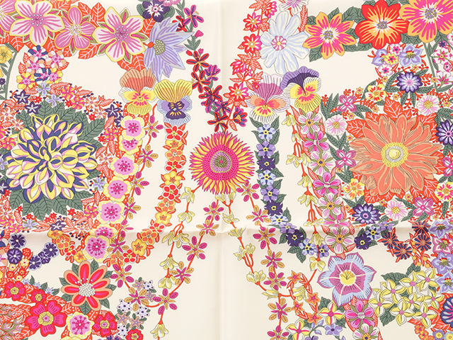 【美しい花柄模様☆】HERMES カレ90 Brides de Gala en Fleurs HERMES エルメス カレ90 BRIDES de GALA en fleurs ブリッド