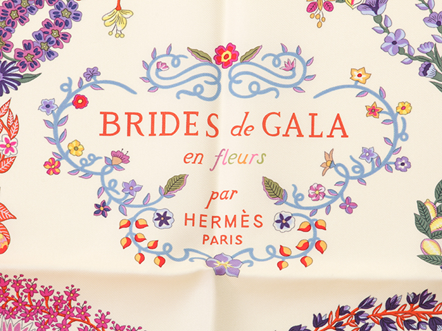 HERMES エルメス カレ90 BRIDES de GALA en Fleurs 004192S